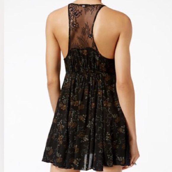 Free People small Black Floral Mini Dress - Picture 3 of 6